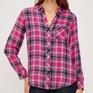 Rails Pink and Gray Plaid Button-Down Shirt